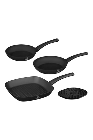 2 sartenes, 1 grill y 1 salvamanteles Matte Black - 20 cm, 24 cm y 28 cm