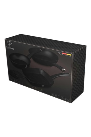 2 sartenes, 1 grill y 1 salvamanteles Matte Black - 20 cm, 24 cm y 28 cm