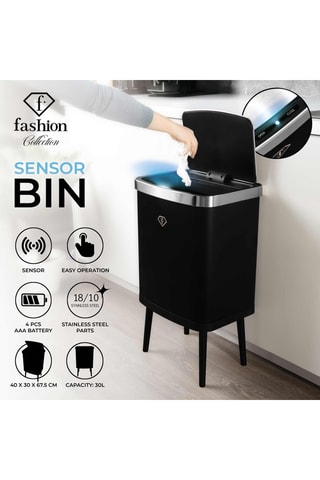 Papelera de acero inoxidable con sensor - 30 l