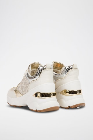 Zapatillas de cuña - Blanco, marrón y dorado