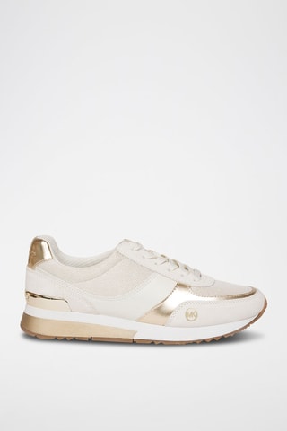 Zapatillas de piel - Blanco y dorado