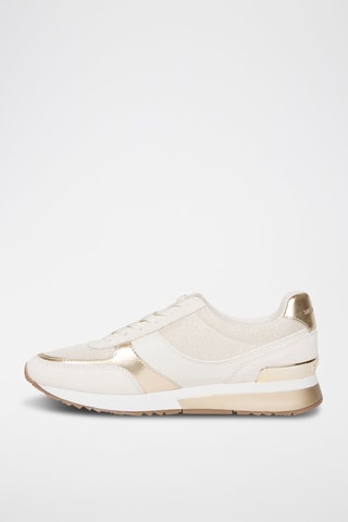 Zapatillas de piel - Blanco y dorado