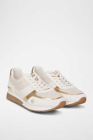 Zapatillas de piel - Blanco y dorado