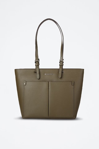 Bolso shopper de piel - Verde y plateado