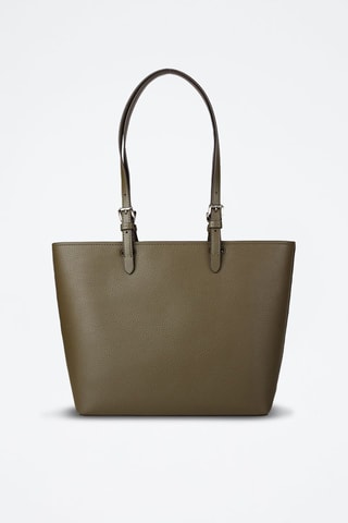 Bolso shopper de piel - Verde y plateado