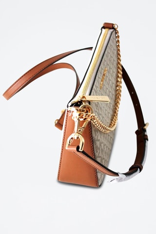 Leren Schoudertas en Pasjeshouder - Beige