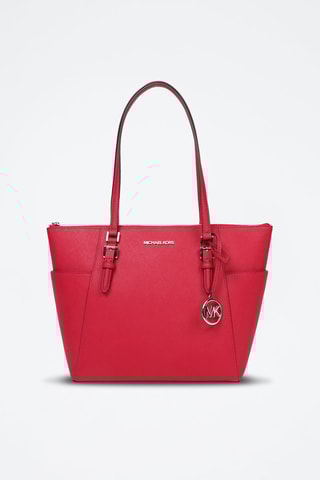 Bolso shopper de piel - Rosa y plateado