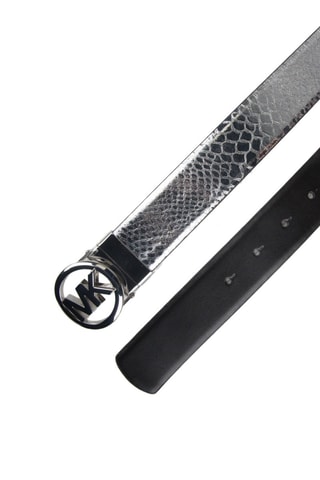 Cinturón de piel - Negro y plateado