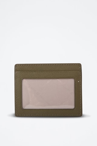 Tarjetero de piel - Verde y plateado