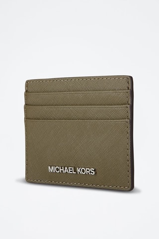 Tarjetero de piel - Verde y plateado