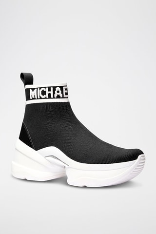 Zapatillas estilo calcetín con plataforma Olympia - Blanco y negro