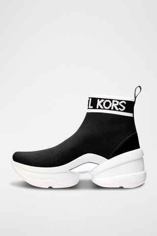 Zapatillas estilo calcetín con plataforma Olympia - Blanco y negro