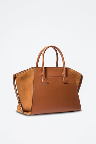 Bolso shopper de piel - Marrón y dorado