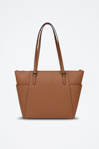 Bolso shopper de piel - Marrón y plateado