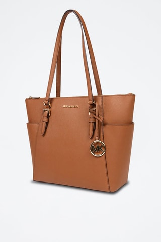 Bolso shopper de piel - Marrón y plateado