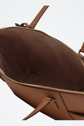 Bolso shopper de piel - Marrón y plateado