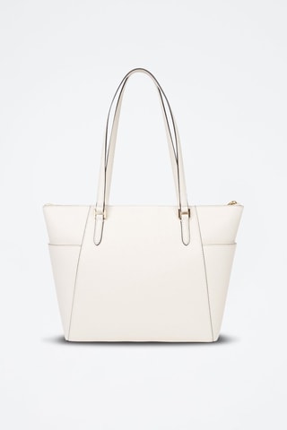 Bolso shopper de piel - Blanco y dorado