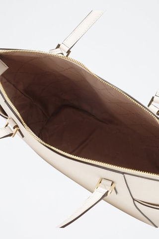 Bolso shopper de piel - Blanco y dorado