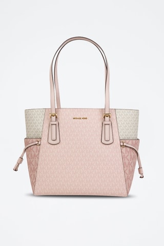 Bolso shopper East West - Blanco y rosa