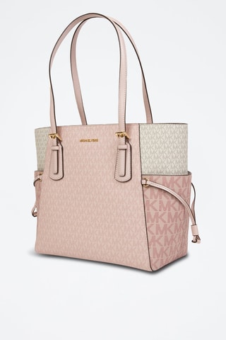 Bolso shopper East West - Blanco y rosa