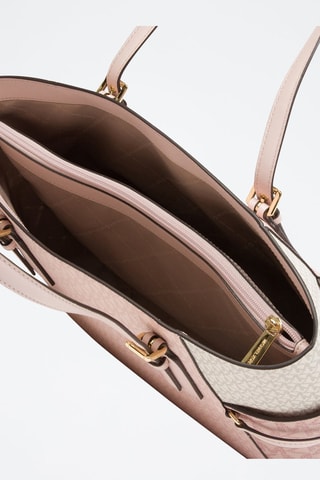 Bolso shopper East West - Blanco y rosa