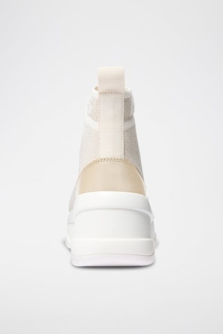 Zapatillas estilo calcetín con plataforma Olympia - Blanco, beige y dorado