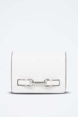 Cartera de piel - Blanco y plateado