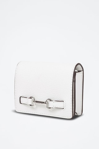 Cartera de piel - Blanco y plateado