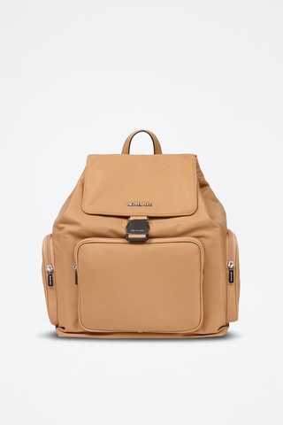 Mochila - Blanco, marrón y plateado