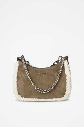 Bandolera de nobuk - Verde y plateado