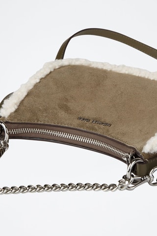 Bandolera de nobuk - Verde y plateado