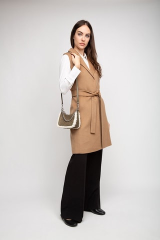 Bandolera de nobuk - Verde y plateado