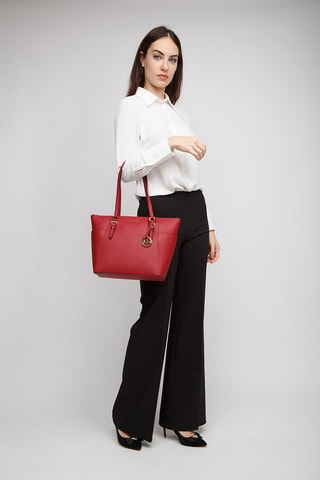 Bolso shopper de piel - Rojo