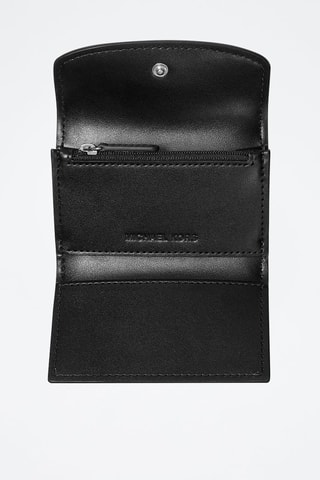 Cartera de piel bovina Emilia - Negro y plateado