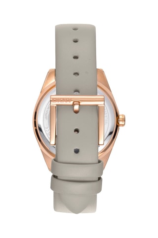 Orologio al quarzo in pelle - Grigio e dorato rosa