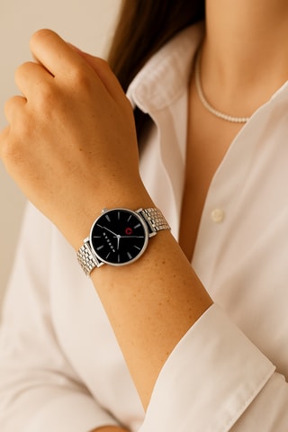 Orologio al quarzo in lega di zinco - Argentato e nero