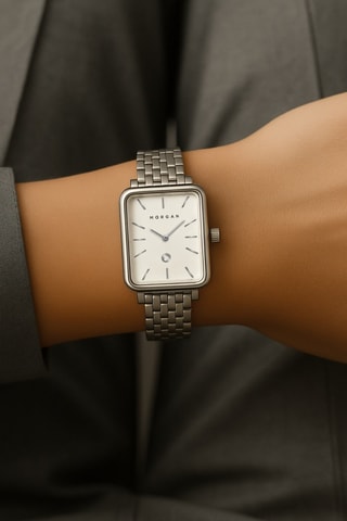 Orologio al quarzo in lega di zinco - Argentato e bianco