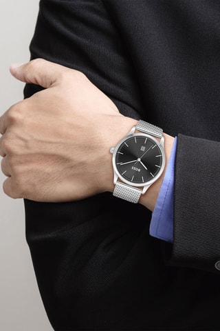 Orologio al quarzo in acciaio - Argentato e nero