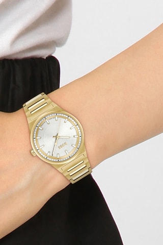 Orologio al quarzo in acciaio placcato Ion oro giallo - Dorato e argentato