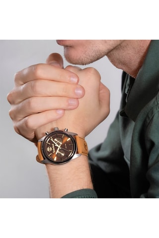 Orologio in pelle - Beige e argentato