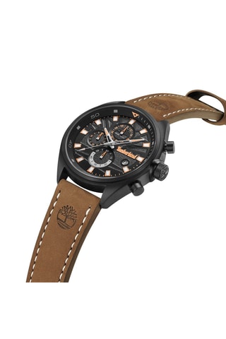 Orologio al quarzo in pelle scamosciata e placcato Ion nero Carrabassett-Z - Cronografo - Marrone e nero