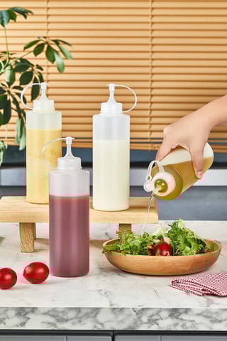 4 botellas de plástico para salsa - 23,6 x 25 x 36 cm