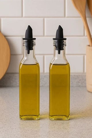 2 aceiteras - 4,5 x 4,5 x 23 cm