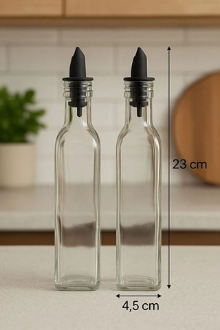 2 aceiteras - 4,5 x 4,5 x 23 cm