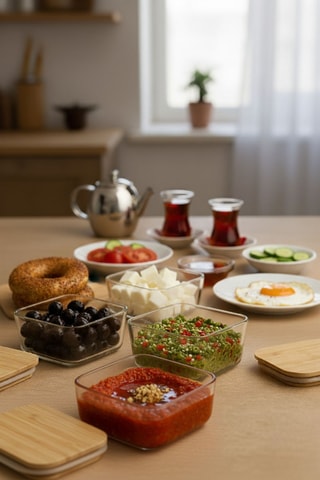 4 fiambreras con tapas de bambú - 300 ml