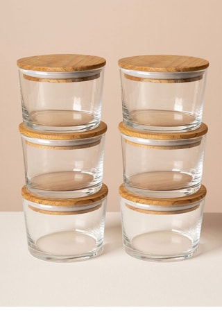 12 fiambreras de cristal con tapas de bambú - 220 ml