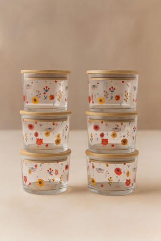 12 fiambreras con tapas de bambú - 220 ml