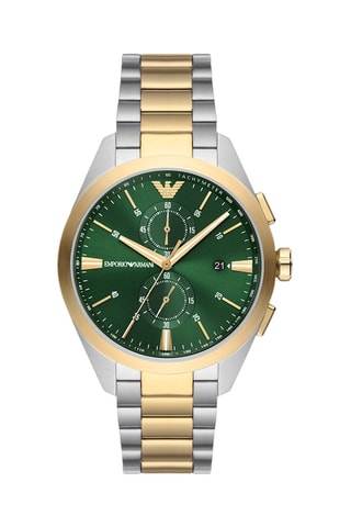 Reloj de cuarzo de acero - Taquímetro y cronógrafo - Plateado y dorado