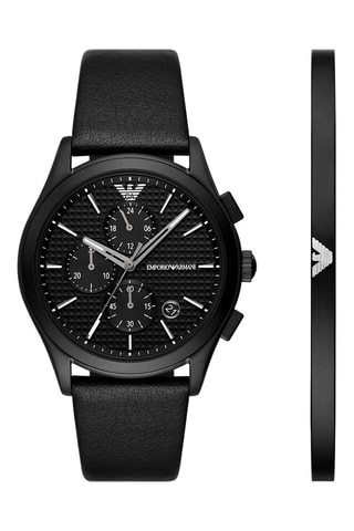 Estuche reloj de cuarzo de piel y pulsera de piel