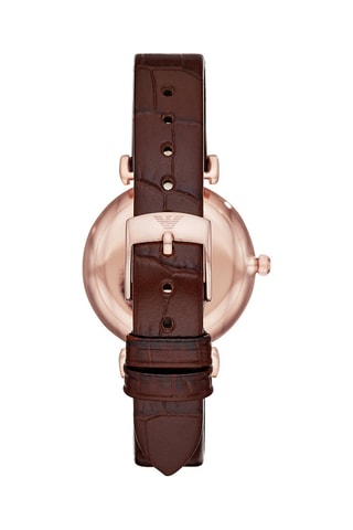 Reloj de cuarzo de piel Gianni T-Bar - Borgoña y rosa dorado